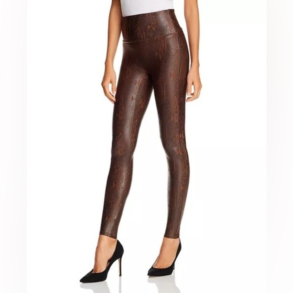 Spanx brown faux leather snake skin legging